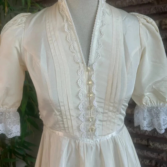Gunne Sax Vintage 70s Ivory Prairie Maxi Long Dress XXS to XS - Picture 5 of 8